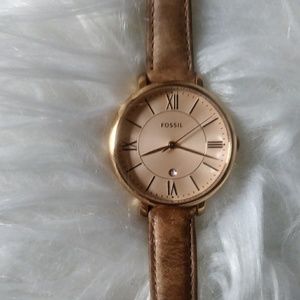 Lady's Stainless Steel- Rose Gold Fossil Watch